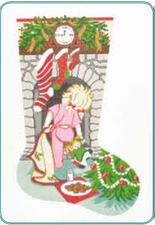click here to view larger image of Where Is Santa Stocking - Girl (hand painted canvases)