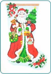 click here to view larger image of Happy Santa Stocking (hand painted canvases)