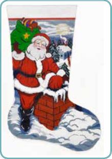 click here to view larger image of Up On The Rooftop Stocking (hand painted canvases)