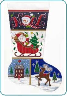 click here to view larger image of Noel Patch Stocking (hand painted canvases)