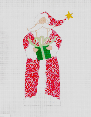 click here to view larger image of Green Gift Santa, The (hand painted canvases)
