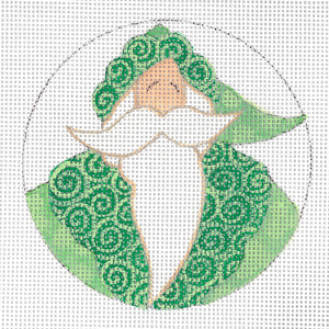 click here to view larger image of Green Santa Ornament (hand painted canvases)