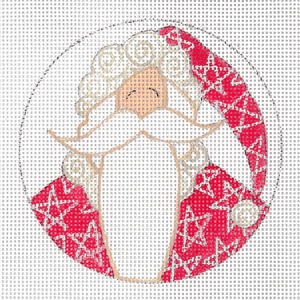 click here to view larger image of Red Star Santa Ornament (hand painted canvases)