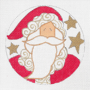 click here to view larger image of Three Stars Santa Ornament (hand painted canvases)