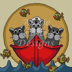 click here to view larger image of Cats In The Dinghy (hand painted canvases)