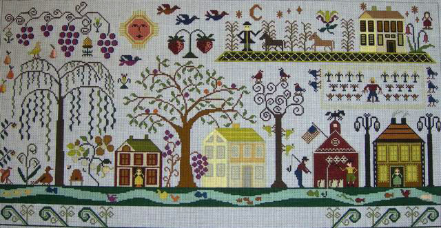 click here to view larger image of My Home Town - Carriage House Samplings (hand painted canvases)