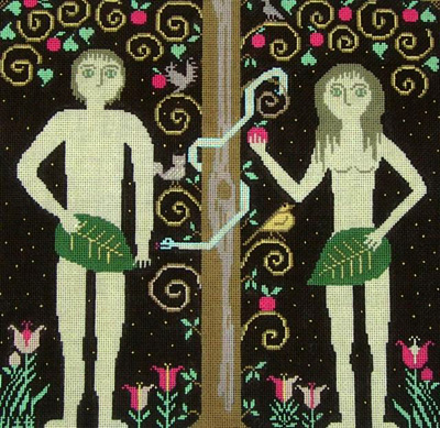 click here to view larger image of Adam and Eve - Carriage House Saqmplers (hand painted canvases)