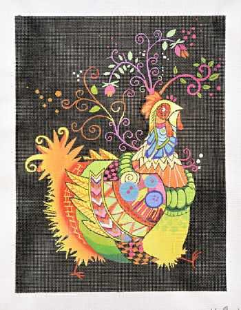 click here to view larger image of Auntie Chicken w/Stitch Guide (hand painted canvases)