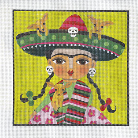 click here to view larger image of Chihuahua Girl w/Stitch Guide (hand painted canvases)