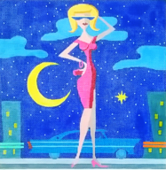 click here to view larger image of 50s Night Girl (hand painted canvases)