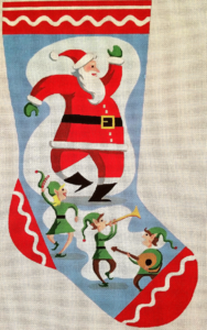 click here to view larger image of Santas Party Stocking - 18ct (hand painted canvases)