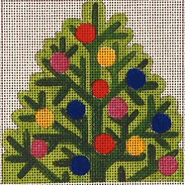 click here to view larger image of Tree With Ornaments Coaster (hand painted canvases)