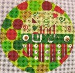 click here to view larger image of Joy Ornament - Green and Red (hand painted canvases)