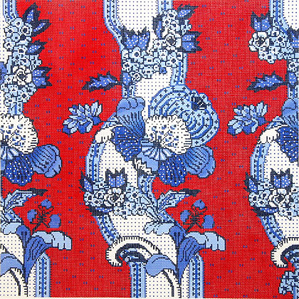 click here to view larger image of French Floral Stripe / Blue and Red  (hand painted canvases)