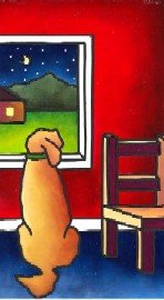 click here to view larger image of Dog and Window (hand painted canvases)