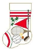 click here to view larger image of Sports Mini Sock - Golf, Tennis, Volleyball (hand painted canvases)