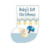 click here to view larger image of Baby's First Christmas - Blue Mini Sock (hand painted canvases)