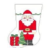 click here to view larger image of Santa With Tree Mini Sock (hand painted canvases)