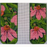 click here to view larger image of Pink Echinacea on Teal Eyeglass Case (hand painted canvases)