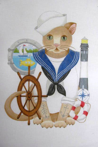 click here to view larger image of Sailor Cat (hand painted canvases)