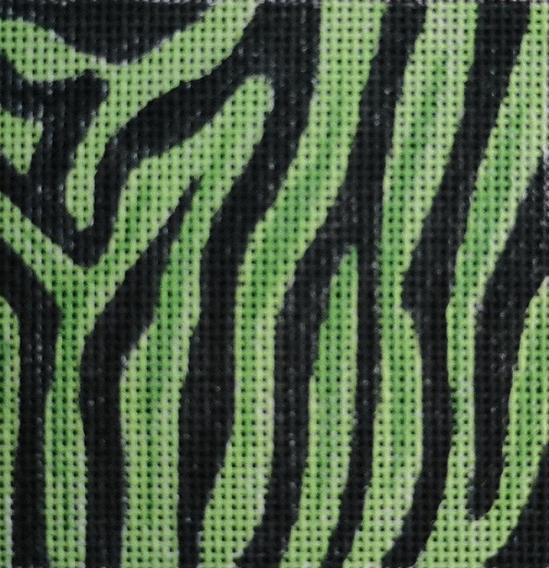 click here to view larger image of Green Zebra Skin Coaster (hand painted canvases)