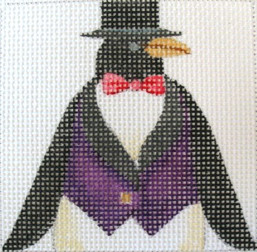click here to view larger image of Top Hat Penguin Coaster (hand painted canvases)