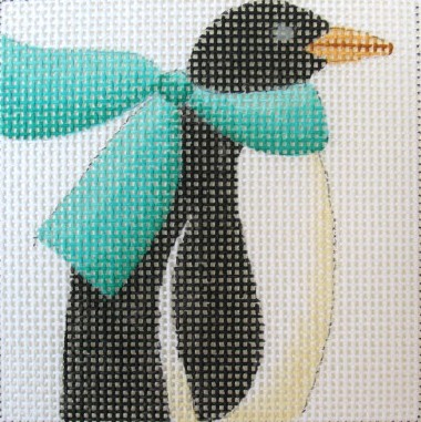click here to view larger image of Scarf Penguin Coaster (hand painted canvases)