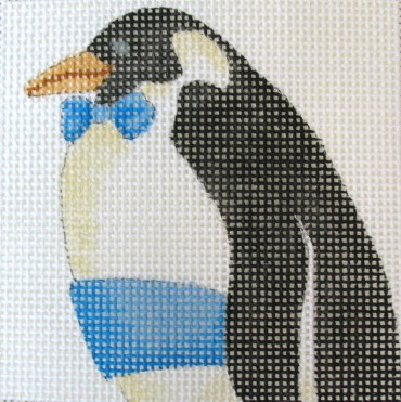 click here to view larger image of Cummerbund Penguin Coaster (hand painted canvases)