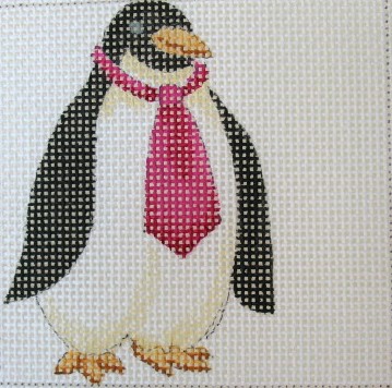 click here to view larger image of Neck Tie Penguin Coaster (hand painted canvases)