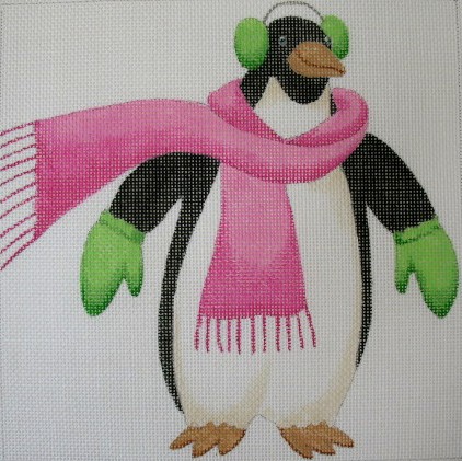 click here to view larger image of Scarf Earmuffs Mittens Penguin (hand painted canvases)