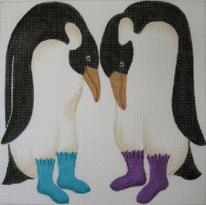 click here to view larger image of Socks Penguins (hand painted canvases)