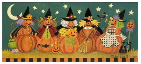 click here to view larger image of Pumpkin Witches (hand painted canvases)