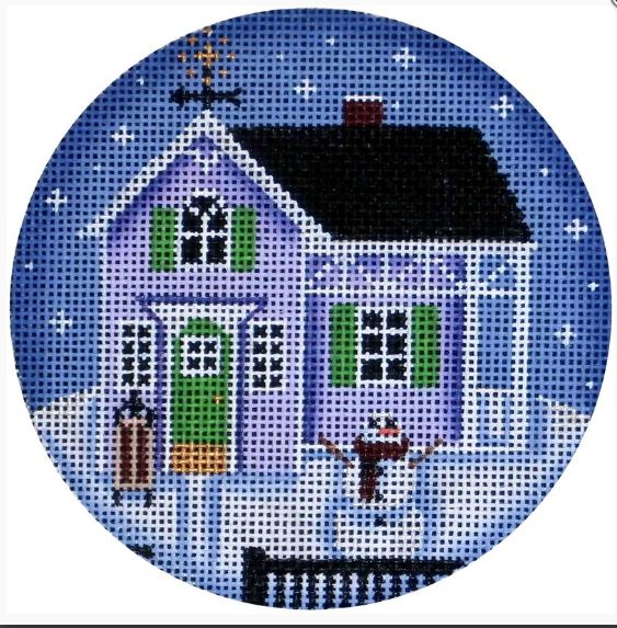 click here to view larger image of Winter Cottage Ornament (hand painted canvases)