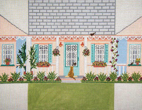 click here to view larger image of Summer House Brick Cover (hand painted canvases)
