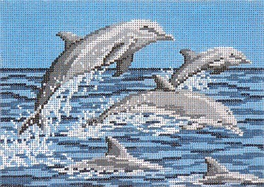 click here to view larger image of Frolicking Dolphins - 18ct (hand painted canvases)