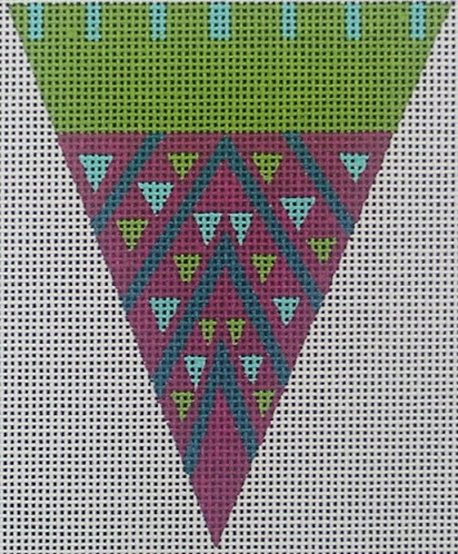 click here to view larger image of Purple Dot Triangle Ornament (hand painted canvases)