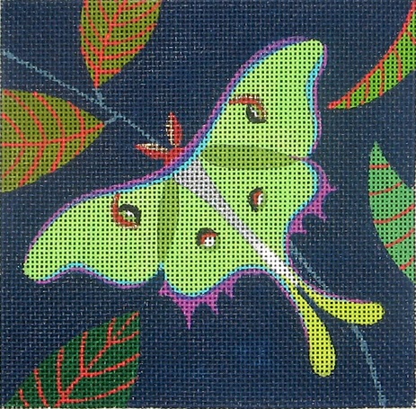 click here to view larger image of Luna Moth Square (hand painted canvases)