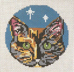 click here to view larger image of Torti Cat - Glimpse Ornament - 18ct (hand painted canvases)