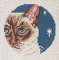 click here to view larger image of Siamese Cat - Glimpse Ornament - 13ct (hand painted canvases)