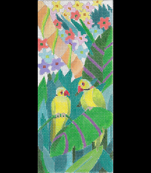 click here to view larger image of Tropical Forest Parrots Eyeglass Case (hand painted canvases)