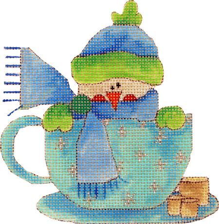 click here to view larger image of Marshmallow Snowman in a Cup (hand painted canvases)
