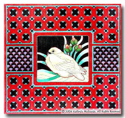 click here to view larger image of White Dove With Border (hand painted canvases)
