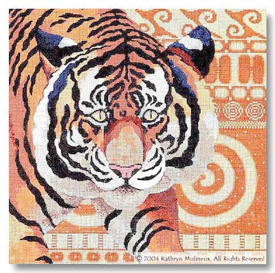 click here to view larger image of Tiger Pillow (hand painted canvases)