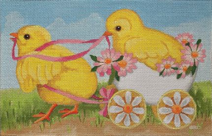 click here to view larger image of Two Chicks and An Egg (hand painted canvases)