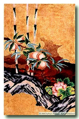 click here to view larger image of Peaches and Peonies - Center Panel (hand painted canvases)