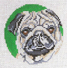 click here to view larger image of Pug Ornament - 18ct (hand painted canvases)