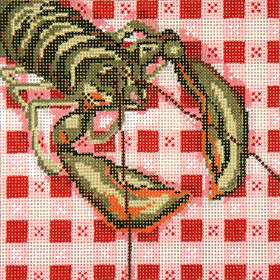 click here to view larger image of Lobster On Tablecloth - 18ct (hand painted canvases)