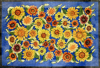 click here to view larger image of Sunflowers on Blue (hand painted canvases)