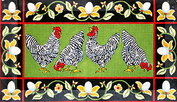 click here to view larger image of Chickens w/ Egg Border (hand painted canvases)