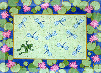 click here to view larger image of Dragonflies With Waterlily Border (hand painted canvases)